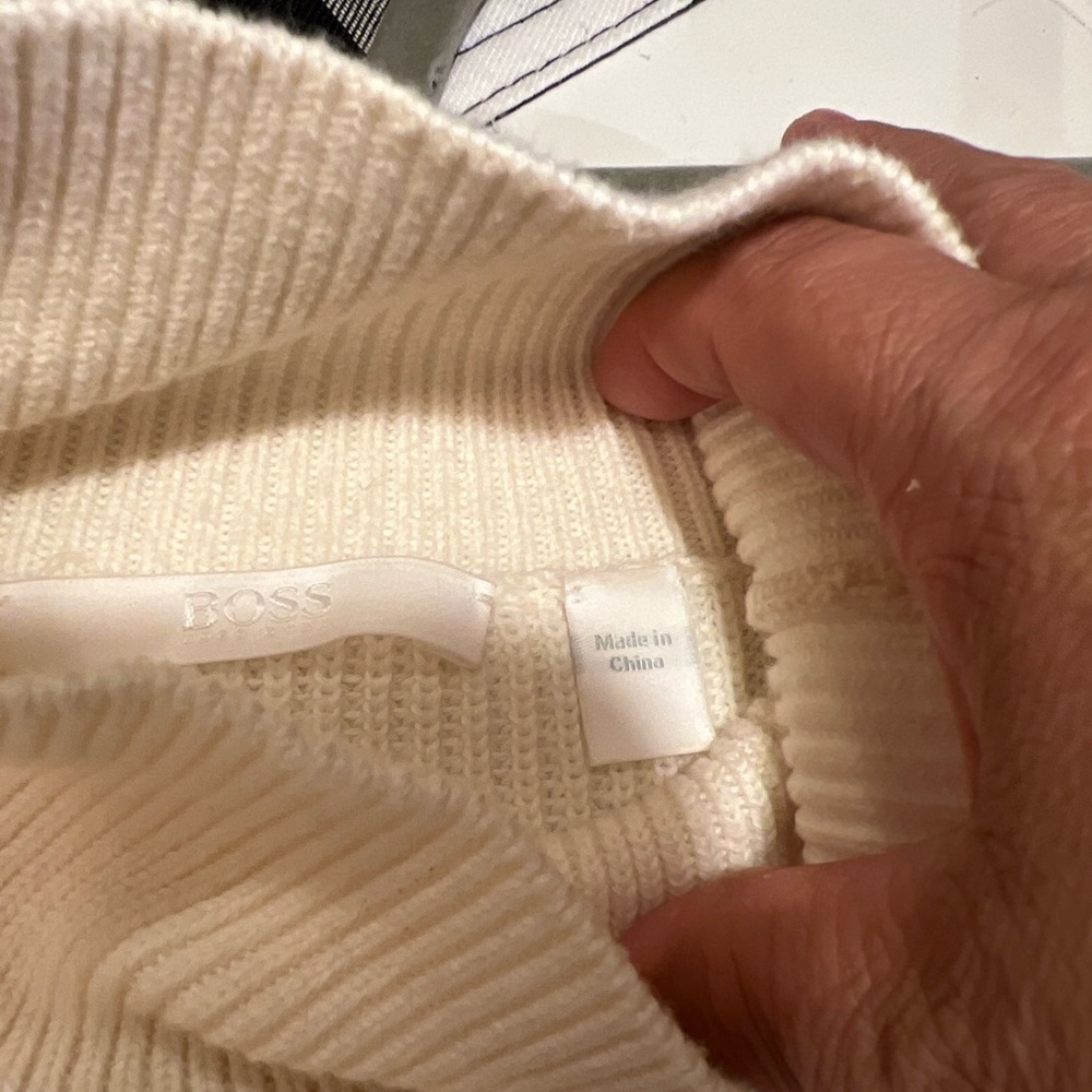HUGO BOSS FAONIA COTTON & CASHMERE IVORY SWEATER sz S D1 - Picture 7 of 12